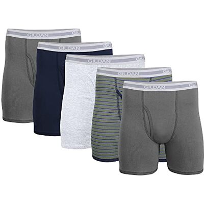 Gildan Boxers À Jambe Régulière, Lot Multiple Boxeur ajusté Homme (Lot de 5), Anthracite/Bleu Marine/Gris Sport/Rayures Militaires/Anthracite (Lot de 5), L Gildan Boxers À Jambe Régulière, Lot Multiple Boxeur ajusté Homme (Lot de 5), Anthracite/Bleu Marine/Gris Sport/Rayures Militaires/Anthracite (Lot de 5), L