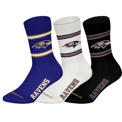 NFL BALTIMORE RAVENS 3-teilige Rundhalssocken PUR/WHT/BLK 39/42 NFL BALTIMORE RAVENS 3-teilige Rundhalssocken PUR/WHT/BLK 39/42