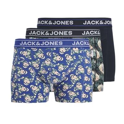 JACK & JONES Jackingston Skull Trunks Lot de 3 boxers, Bleu Dazzling, L JACK & JONES Jackingston Skull Trunks Lot de 3 boxers, Bleu Dazzling, L