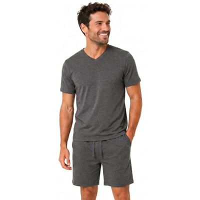 Light & Shade Pyjama modal col en V et bas courts pour homme Gris foncé chiné S Light & Shade Pyjama modal col en V et bas courts pour homme Gris foncé chiné S