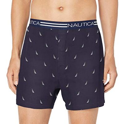 Nautica Men's Classic Cotton Loose Knit Boxer, Sails/Peacoat Navy, S Nautica Men's Classic Cotton Loose Knit Boxer, Sails/Peacoat Navy, S