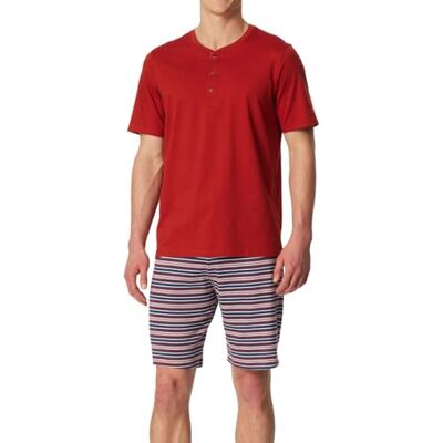 Schiesser Pyjama court pour homme avec boutonnière en jersey simple Vêtement de nuit décontracté, rouge, 52 Schiesser Pyjama court pour homme avec boutonnière en jersey simple Vêtement de nuit décontracté, rouge, 52