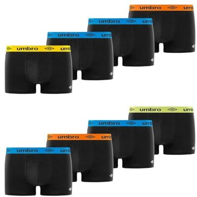 Umbro Caleçon Boxer Homme Coton, Lot de 8, Noir A4 (XL) Umbro Caleçon Boxer Homme Coton, Lot de 8, Noir A4 (XL)