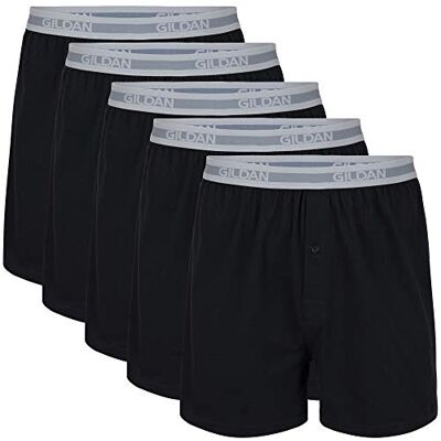 Gildan Lot de 5 boxers en tricot pour homme, Noir (lot de 5), XXL Gildan Lot de 5 boxers en tricot pour homme, Noir (lot de 5), XXL