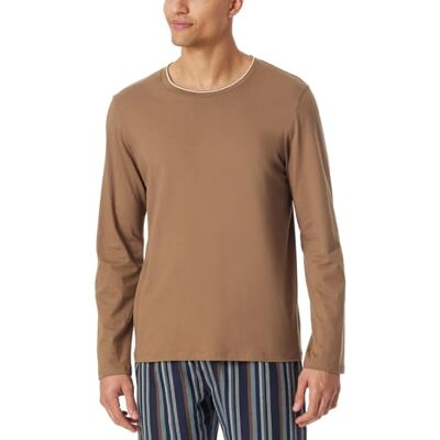 Schiesser T-shirt de nuit à manches longues et col rond pour homme Mélange de coton biologique + haut de pyjama relax, Whisky_182042, 50 Schiesser T-shirt de nuit à manches longues et col rond pour homme Mélange de coton biologique + haut de pyjama relax, Whisky_182042, 50