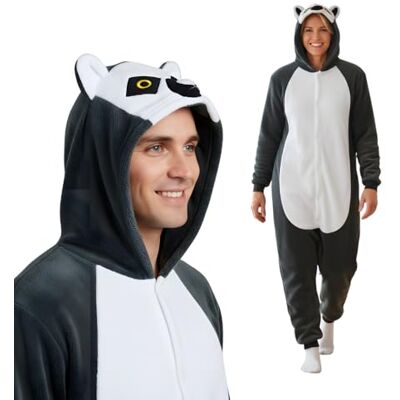 nerd hunters Costume Onesie pour adulte – Pyjama Kigurumi en peluche, unisexe, costume animal, tailles S à XL, lémurien, M nerd hunters Costume Onesie pour adulte – Pyjama Kigurumi en peluche, unisexe, costume animal, tailles S à XL, lémurien, M