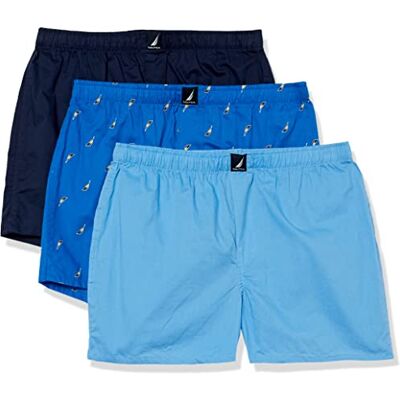 Nautica Boxer pour homme, Peacoat/Aero Blue/Sails Outline, L Nautica Boxer pour homme, Peacoat/Aero Blue/Sails Outline, L