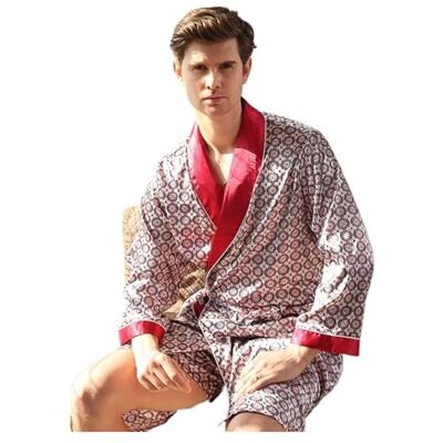 LPACXBYD Peignoir d'été pour homme en satin, short, robe de soirée, pyjama en soie fine, grande taille, peignoir doux (couleur 3, robe et short) LPACXBYD Peignoir d'été pour homme en satin, short, robe de soirée, pyjama en soie fine, grande taille, peignoir doux (couleur 3, robe et short)