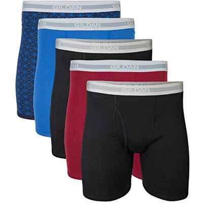 Gildan Lot de 5 boxers pour homme avec jambe normale, lot de 5, Bleu/gris (lot de 5), XL Gildan Lot de 5 boxers pour homme avec jambe normale, lot de 5, Bleu/gris (lot de 5), XL