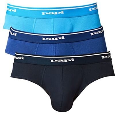 Papi Lot de 3 slips taille basse pour homme Bleu Small Papi Lot de 3 slips taille basse pour homme Bleu Small