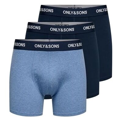 Only & Sons Onsfitz Solid Lot de 3 boxers pour homme Noos Mélange bleu moyen Taille M Only & Sons Onsfitz Solid Lot de 3 boxers pour homme Noos Mélange bleu moyen Taille M