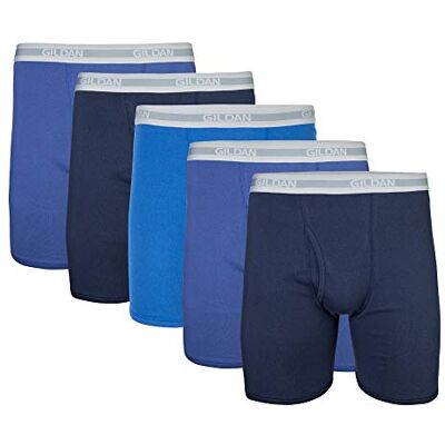 Gildan Lot de 5 boxers pour homme Coupe régulière, Bleu marine/bleu métro/royal antique (lot de 5, longueur classique), XXL Gildan Lot de 5 boxers pour homme Coupe régulière, Bleu marine/bleu métro/royal antique (lot de 5, longueur classique), XXL