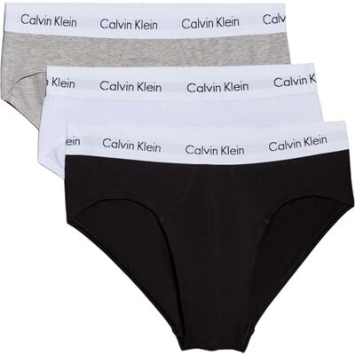 Calvin Slips Lot de 3 Homme sous-Vêtement, Black/White/Grey Heather, M Calvin Slips Lot de 3 Homme sous-Vêtement, Black/White/Grey Heather, M