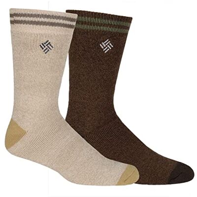 Columbia Lot de 2 paires de chaussettes thermiques décontractées pour homme, Marron., L Columbia Lot de 2 paires de chaussettes thermiques décontractées pour homme, Marron., L