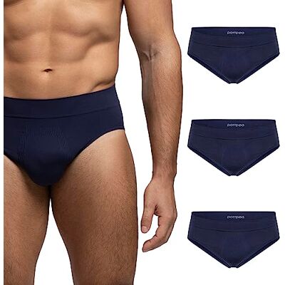 POMPEA Slip U Seamless Culotte Homme (Pack de 3), Basic Bleu, L-XL POMPEA Slip U Seamless Culotte Homme (Pack de 3), Basic Bleu, L-XL