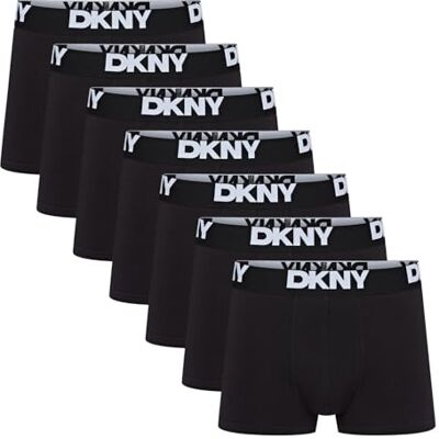 DKNY Lot de 7 boxers noirs pour homme avec taille de marque en coton super doux et confortable, Noir, L DKNY Lot de 7 boxers noirs pour homme avec taille de marque en coton super doux et confortable, Noir, L