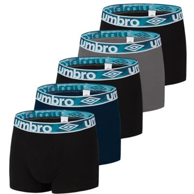 Umbro Caleçon Boxer Homme 100% Coton, Lot de 5, Noir CLA3 (L) Umbro Caleçon Boxer Homme 100% Coton, Lot de 5, Noir CLA3 (L)
