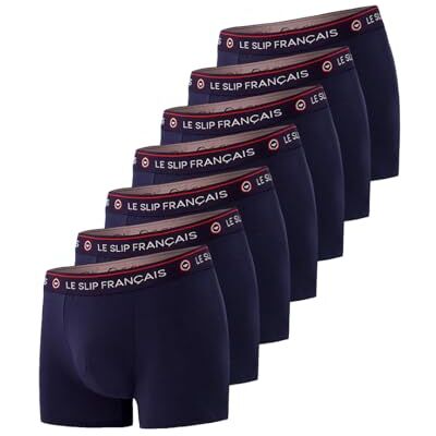 Le Slip Français Lot de 7 Boxers, Bleu Marine, Taille unique Le Slip Français Lot de 7 Boxers, Bleu Marine, Taille unique