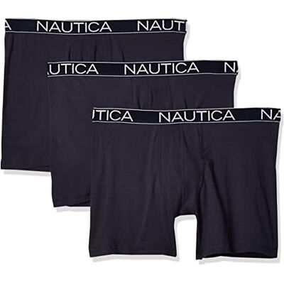 Nautica Lot de 3 boxers classiques en coton stretch pour homme, Caban, Small Nautica Lot de 3 boxers classiques en coton stretch pour homme, Caban, Small
