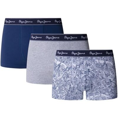 Pepe Jeans MAP TK 3P Trunks, Bleu (Regal Blue), S Pepe Jeans MAP TK 3P Trunks, Bleu (Regal Blue), S