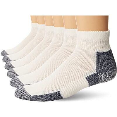 Thorlos JMX Chaussettes de course à pied rembourrées, Blanc/bleu marine (1 paire), Large Thorlos JMX Chaussettes de course à pied rembourrées, Blanc/bleu marine (1 paire), Large