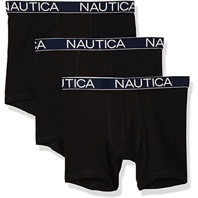 Nautica Lot de 3 boxers pour homme, Noir, L Nautica Lot de 3 boxers pour homme, Noir, L
