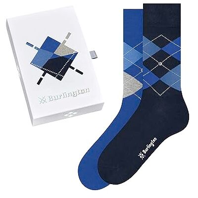 Burlington Basic Gift Box M So coton fantaisie 2 paires, Chaussettes Homme, Bleu Blue Mix 0300, 40-46 Burlington Basic Gift Box M So coton fantaisie 2 paires, Chaussettes Homme, Bleu Blue Mix 0300, 40-46