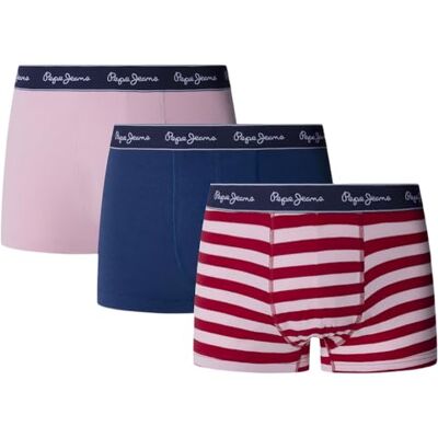 Pepe Jeans Stripes TK 3P Trunks, Red (Royal RED), M Pepe Jeans Stripes TK 3P Trunks, Red (Royal RED), M