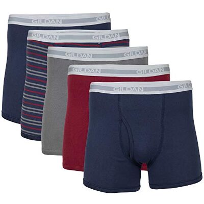 Gildan Short Leg Boxer Briefs Multipack Boxeur Ajust Homme, Mélange Bleu (Lot de 5), M Gildan Short Leg Boxer Briefs Multipack Boxeur Ajust Homme, Mélange Bleu (Lot de 5), M