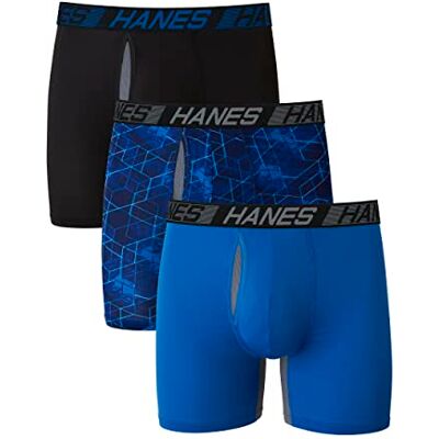 Hanes X-Temp Total Support Lot de 3 boxers anti-frottements et absorbant l'humidité pour homme, Jambe régulière Marled, L Hanes X-Temp Total Support Lot de 3 boxers anti-frottements et absorbant l'humidité pour homme, Jambe régulière Marled, L