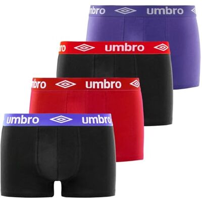 Umbro Caleçon Boxer Homme 100% Coton, Lot de 4, Noir CLA (M) Umbro Caleçon Boxer Homme 100% Coton, Lot de 4, Noir CLA (M)