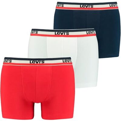 Levi's Lot de 3 boxers pour homme, Blanc/bleu/rouge, S Levi's Lot de 3 boxers pour homme, Blanc/bleu/rouge, S