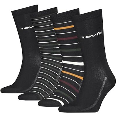 Levi's 8719965009202 Levis Reg Cut Lot de 4 paires de chaussettes à rayures, Noir Combo, 35-38 EU Levi's 8719965009202 Levis Reg Cut Lot de 4 paires de chaussettes à rayures, Noir Combo, 35-38 EU