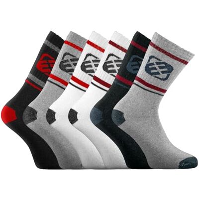 FREEGUN Chaussette Homme Sport Maintien Anti-Glisse Lot de 6 Chaussettes Hautes Homme, Tennis, Ajustement Parfait, Rouge, 43-46 EU FREEGUN Chaussette Homme Sport Maintien Anti-Glisse Lot de 6 Chaussettes Hautes Homme, Tennis, Ajustement Parfait, Rouge, 43-46 EU