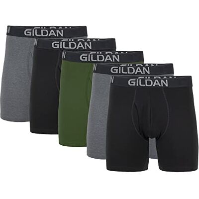 Gildan Lot de 5 boxers en coton stretch pour homme, Gris foncé/noir, L Gildan Lot de 5 boxers en coton stretch pour homme, Gris foncé/noir, L