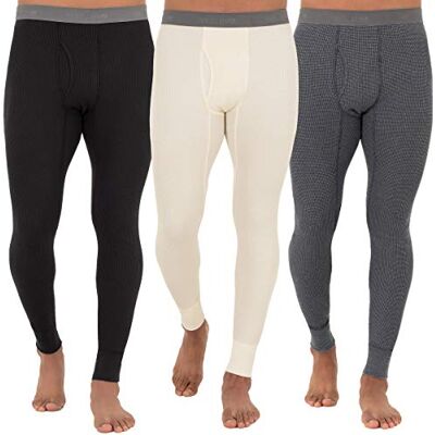 Fruit of the Loom Caleçon thermique pour homme en tissu gaufré recyclé de qualité supérieure, Noir/gris chiné/naturel, 3XL Fruit of the Loom Caleçon thermique pour homme en tissu gaufré recyclé de qualité supérieure, Noir/gris chiné/naturel, 3XL