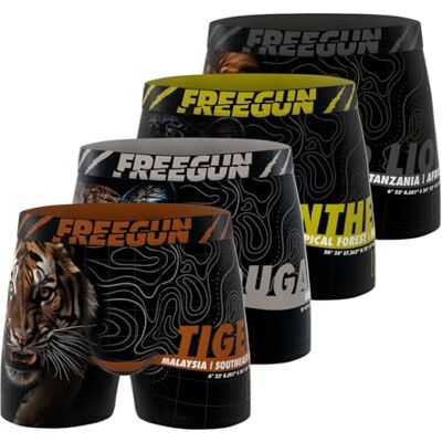 FREEGUN Caleçon Boxer Homme Sport, Lot de 4, Noir B04 (M) FREEGUN Caleçon Boxer Homme Sport, Lot de 4, Noir B04 (M)