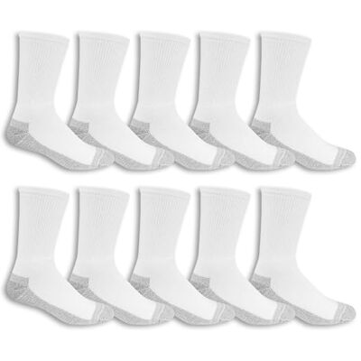 Fruit of the Loom WorkGear Lot de 10 paires de chaussettes rembourrées pour homme, Blanc, pointure: 6-12 (Large) US Fruit of the Loom WorkGear Lot de 10 paires de chaussettes rembourrées pour homme, Blanc, pointure: 6-12 (Large) US