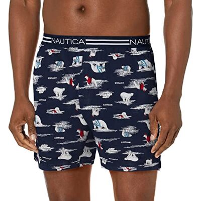 Nautica Classic Cotton Loose Knit Boxer Caleçon Boxeur Homme, Ours Polaire Peacoat, S Nautica Classic Cotton Loose Knit Boxer Caleçon Boxeur Homme, Ours Polaire Peacoat, S