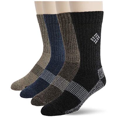 Columbia Lot de 4 col rond côtelé pour homme, Assortiment de couleurs noir et marron, 10-13 (Shoe Size 6-12 US Men's) Columbia Lot de 4 col rond côtelé pour homme, Assortiment de couleurs noir et marron, 10-13 (Shoe Size 6-12 US Men's)