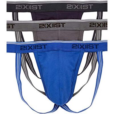 2(X)IST 2(X) IST Men's Cotton Stretch Jock Strap 3-Pack Eclipse/Lead/Dazzling Blue, X-Large 2(X)IST 2(X) IST Men's Cotton Stretch Jock Strap 3-Pack Eclipse/Lead/Dazzling Blue, X-Large