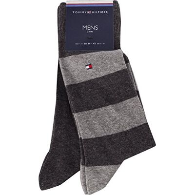 Tommy Hilfiger TH Men Rugby Sock 2P Chaussettes, Gris Anthracite 201, 43/46 (Lot de 2) Homme Tommy Hilfiger TH Men Rugby Sock 2P Chaussettes, Gris Anthracite 201, 43/46 (Lot de 2) Homme