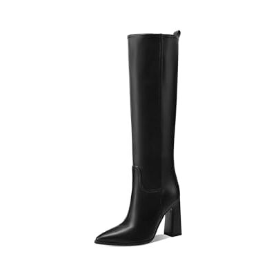 QUEEN HELENA K3937 Bottes hautes au Genou à Talons Décontractés élégantes pour femme, Noir en polyuréthane., 40 EU QUEEN HELENA K3937 Bottes hautes au Genou à Talons Décontractés élégantes pour femme, Noir en polyuréthane., 40 EU