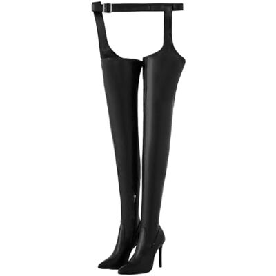 PUIOKA Bottes hautes au genou pour femmes, sexy, bout pointu, fermeture éclair, bottes d'hiver chaudes, Noir, 37 EU PUIOKA Bottes hautes au genou pour femmes, sexy, bout pointu, fermeture éclair, bottes d'hiver chaudes, Noir, 37 EU