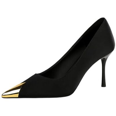 YGJKLIS Escarpins à talons hauts classiques en satin de couleur unie pour femme 5 cm, Noir , 36 EU YGJKLIS Escarpins à talons hauts classiques en satin de couleur unie pour femme 5 cm, Noir , 36 EU