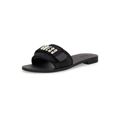 GUESS FLGEL3-ELE19 Sandales plates pour femme, Noir , 37 EU GUESS FLGEL3-ELE19 Sandales plates pour femme, Noir , 37 EU