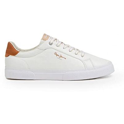 Pepe Jeans London Kenton Max W Baskets femme à coupe régulière en cuir, lavage bleu Pepe Jeans London Kenton Max W Baskets femme à coupe régulière en cuir, lavage bleu