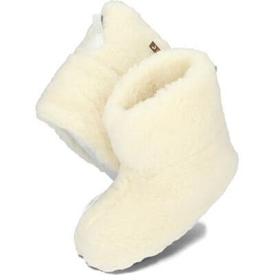 BeComfy Femmes Hommes Pantoufles Unisexe Isolées Chaussures de Laine Wool Chaud Hiver Poignée en Cuir 36-46 EU, Blanc, 45 EU BeComfy Femmes Hommes Pantoufles Unisexe Isolées Chaussures de Laine Wool Chaud Hiver Poignée en Cuir 36-46 EU, Blanc, 45 EU