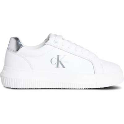 Calvin Jeans Yw0yw01876 Chunky Cupsole LTH Silver Yw01876 Low Top pour femme, Blanc brillant et argenté, 39 EU Calvin Jeans Yw0yw01876 Chunky Cupsole LTH Silver Yw01876 Low Top pour femme, Blanc brillant et argenté, 39 EU