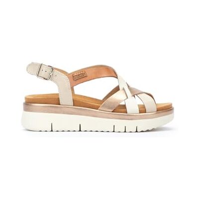 Pikolinos Sandales compensées en cuir modèle Palma pour femme, ecru, 38 EU Pikolinos Sandales compensées en cuir modèle Palma pour femme, ecru, 38 EU